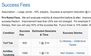 Success Fee Schedule